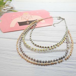 Glass bead Multi Layer Necklace Artisan New Wire